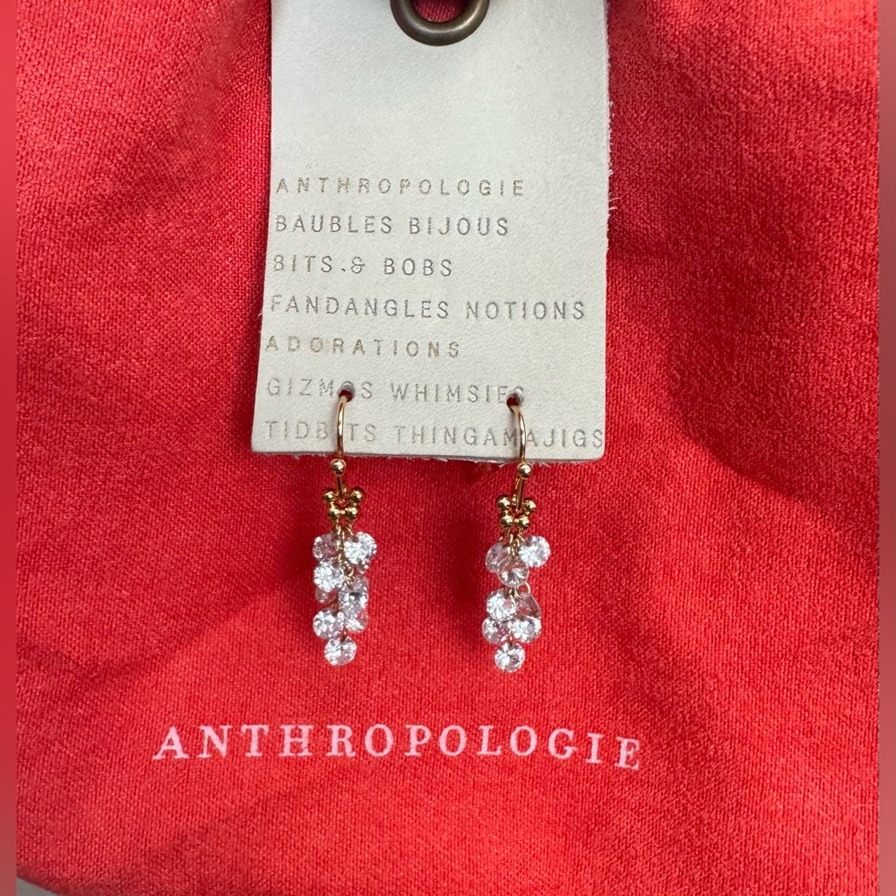 Anthropologie Gold and Crystal Drop Earrings